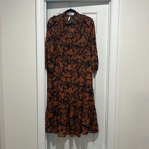 Mango Floral Flowy Drawstring Dress XS sz2